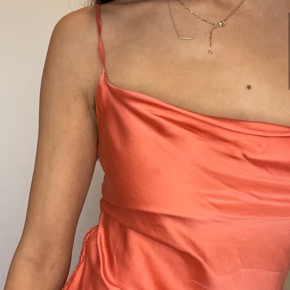 Aritzia Wilfred Ruched Slip Dress - Coral - Picture 3 of 9